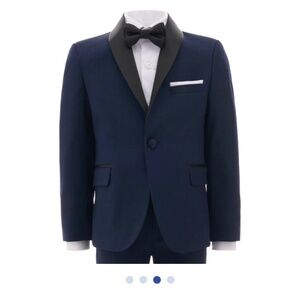 Moustache Kids Shawl Tuxedo Navy Size 9